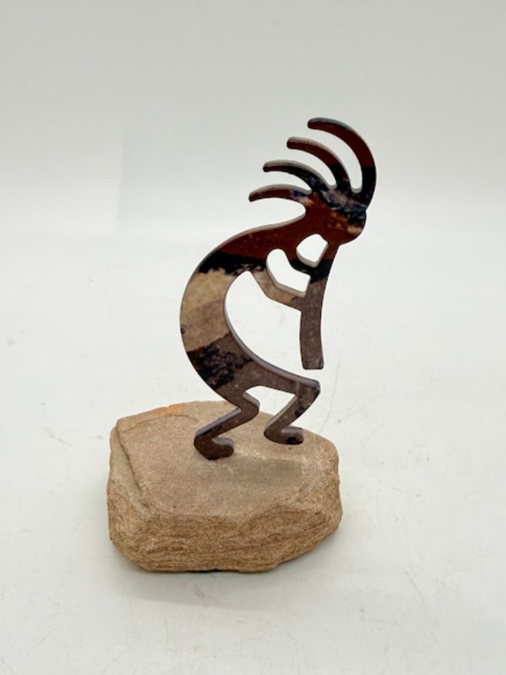 Kokopelli Lazart Enameled Metal Art Figurine Colorful Southwest Sandstone 4"
